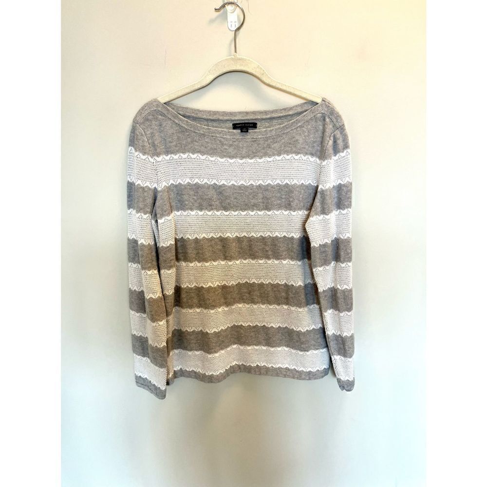 Tommy Hilfiger size L gray and white lace sweater
